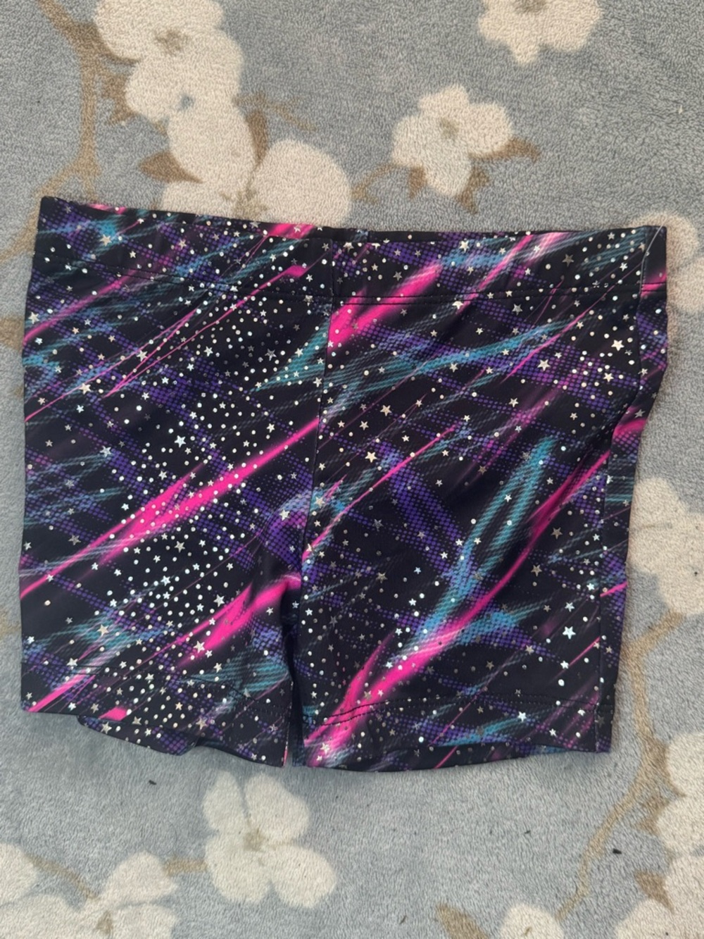 Danskin Girls Black Purple Teal Pink Galaxy Dance Shorts nwot sz 4/5